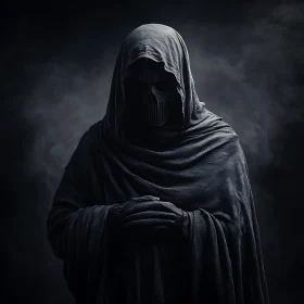 Mysterious Dark Figure with Mask