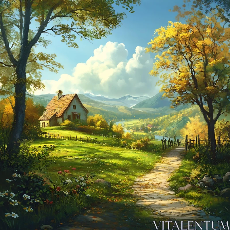Quaint Cottage in a Green Landscape