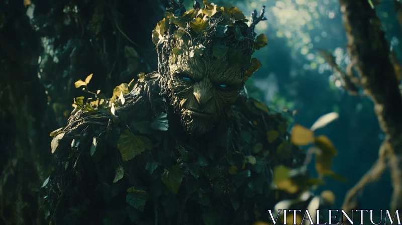 Enigmatic Forest Guardian with Leaf Armor