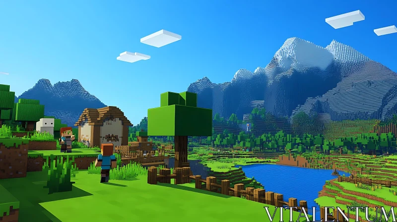 Blocky Landscape: A Minecraft Scene