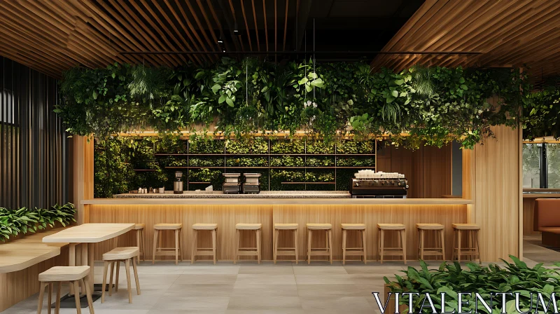Green Cafe with Wooden Accents
