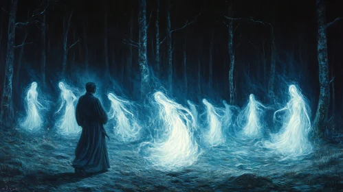 Mystic Spirits in the Night Forest