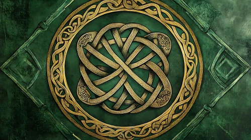 Intricate Celtic Knot Design with Golden Elements