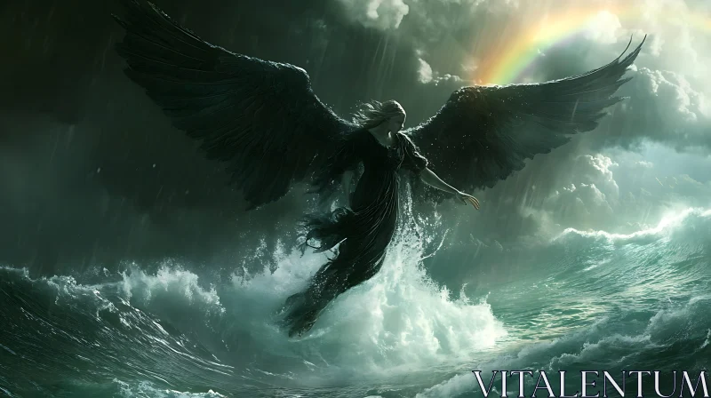 Winged Figure in Tempestuous Waters