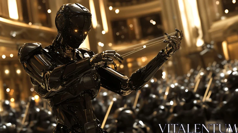 Robot Orchestra Conductor in Elegant Hall