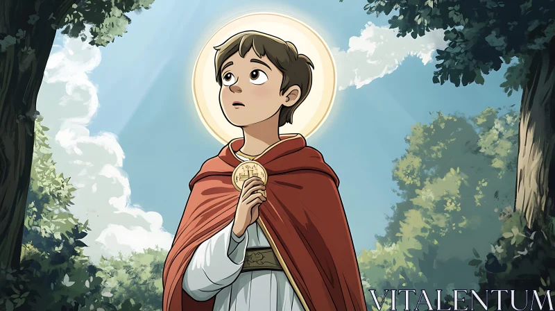 Young Boy Cartoon with Red Cape