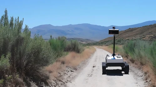 Autonomous Vehicle in Desert Landscape