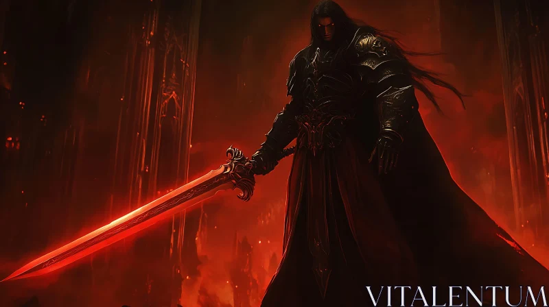 Armored Warrior with Glowing Sword