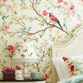 Vintage Floral Bedroom Scene Painting