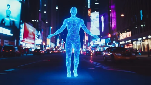 Futuristic Cyborg in Urban Setting