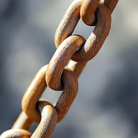 Detailed Metal Chain with Rust Close-Up