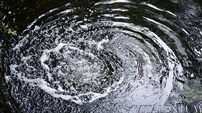 Water Ripples with Bubbles on Lake Surface AI Image