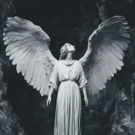 Angel Sculpture in Monochrome
