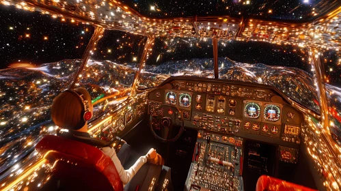 Starry Flight Deck: Pilot's View