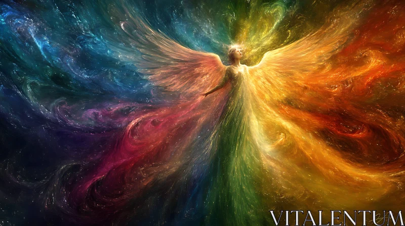 Radiant Angel with Colorful Wings Art