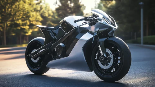 Silver and Black Contemporary Motorcycle