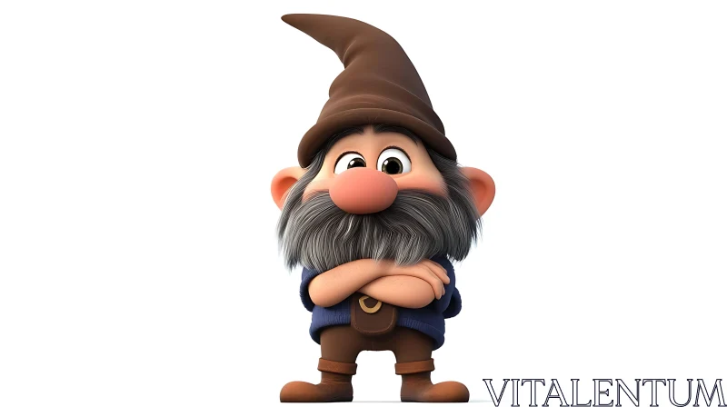 Cartoon Gnome with Brown Hat