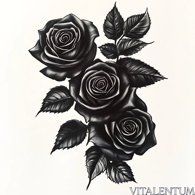 Black Roses Floral Art