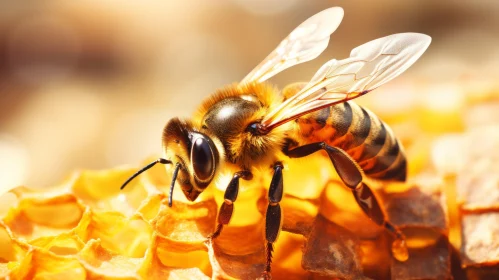 Bee on Honeycomb - A Study in Amber and Orange