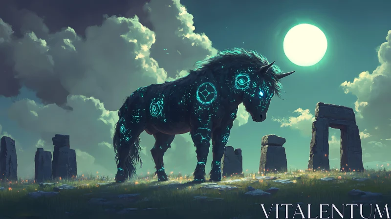 Mystical Horse with Glowing Symbols