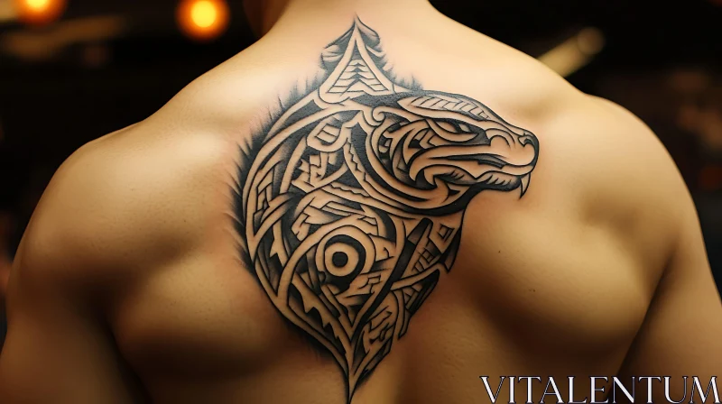 Geometric Animal Tattoo on Upper Back AI Image