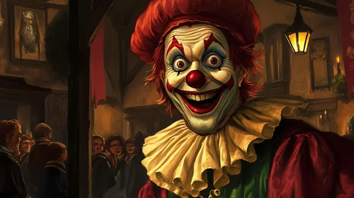 Scary Clown with Red Nose and Smile