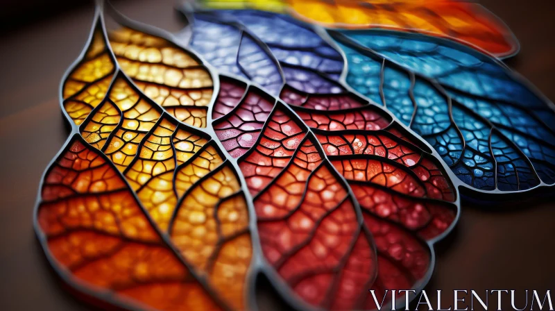 Colorful Stained Glass Leaves Wall Hanging AI Image