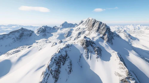 Expansive View of Snowy Mountains