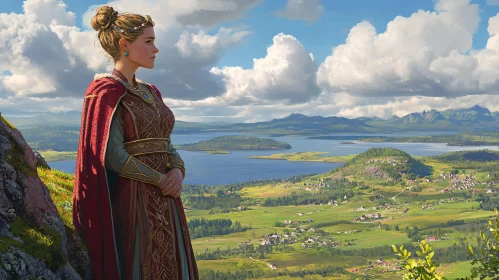 Historical Woman on Cliffside