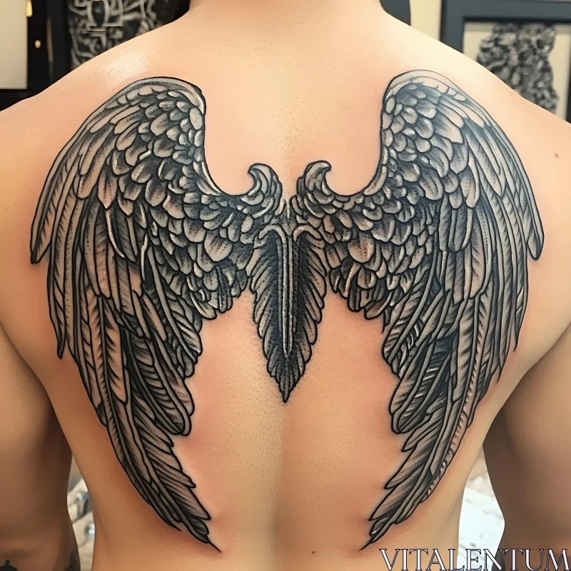 AI ART Intricate Angel Wings Tattoo on Back