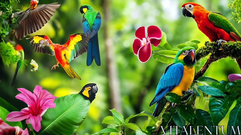 Exotic Birds and Flowers Artwork
