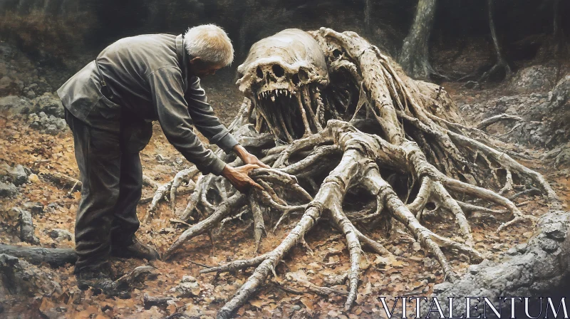 Skeletal Root Monster in Forest