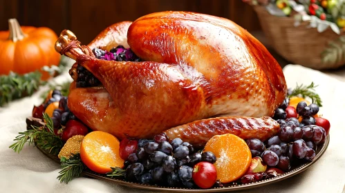 Roasted Turkey with Grapes and Oranges