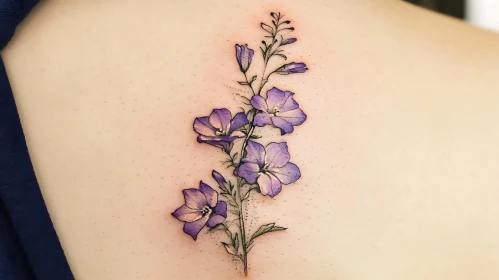 Floral Tattoo Art with Purple Flowers