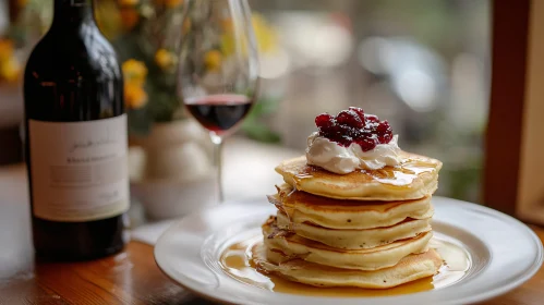 Gourmet Pancakes with Syrup and Berries