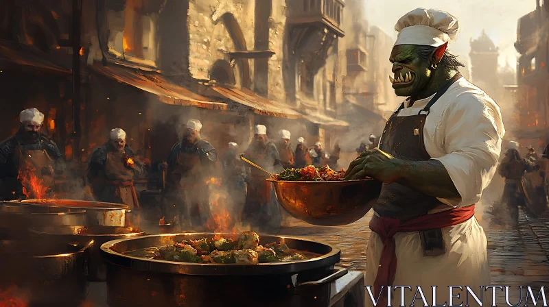 Fantasy Orc Chef Culinary Scene