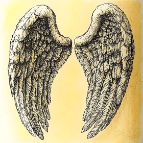 Sketch of Angel Wings on Yellow