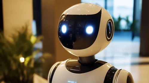 Modern Robot Portrait with Glowing Eyes