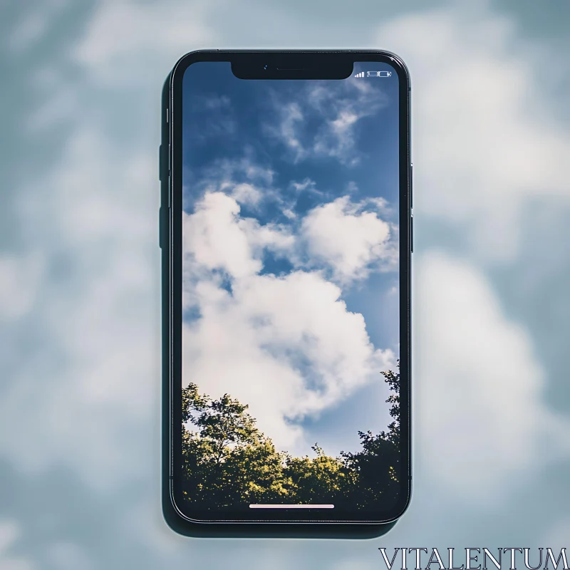 AI ART Phone Screen Cloudscape Serenity