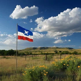 Lone Star Flag and Yellow Flowers