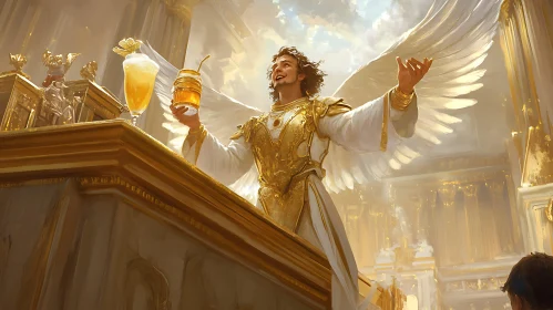 Heavenly Toast: Angel with Drink