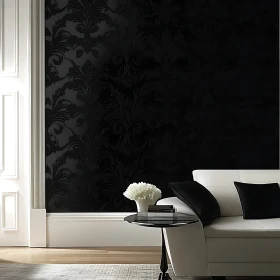 Modern Home Interior with Black Floral Wall