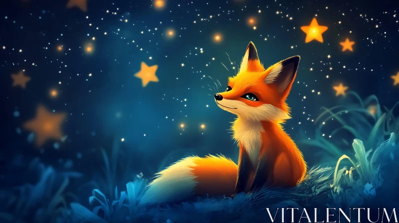 Fox Gazing at Stars AI Image