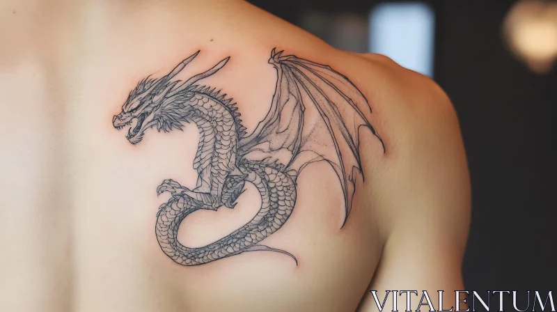 Mythical Dragon Shoulder Tattoo Design AI Image