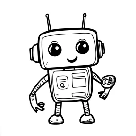 Friendly Robot Line Art Design