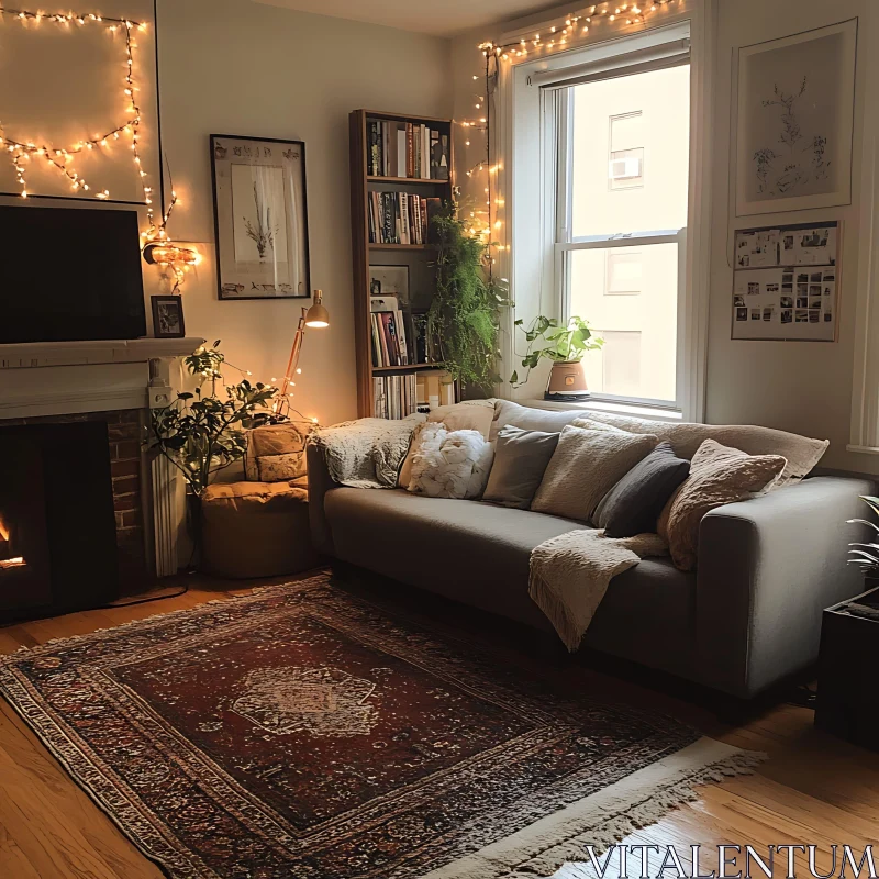 Warm and Inviting Living Room Decor AI Image