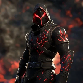 Armored Figure with Red Glow