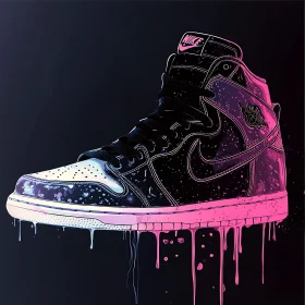 Modern Art Sneaker with Pink Drips