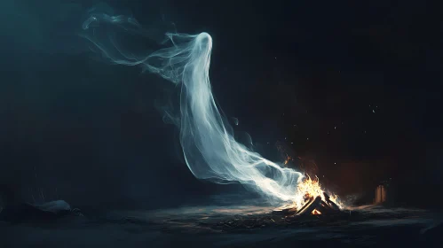 Night Spirit by Campfire: A Ghostly Apparition