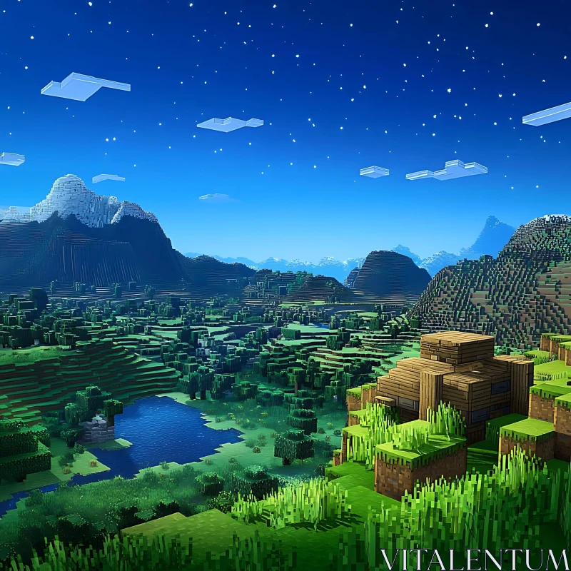 AI ART Blocky Minecraft Landscape